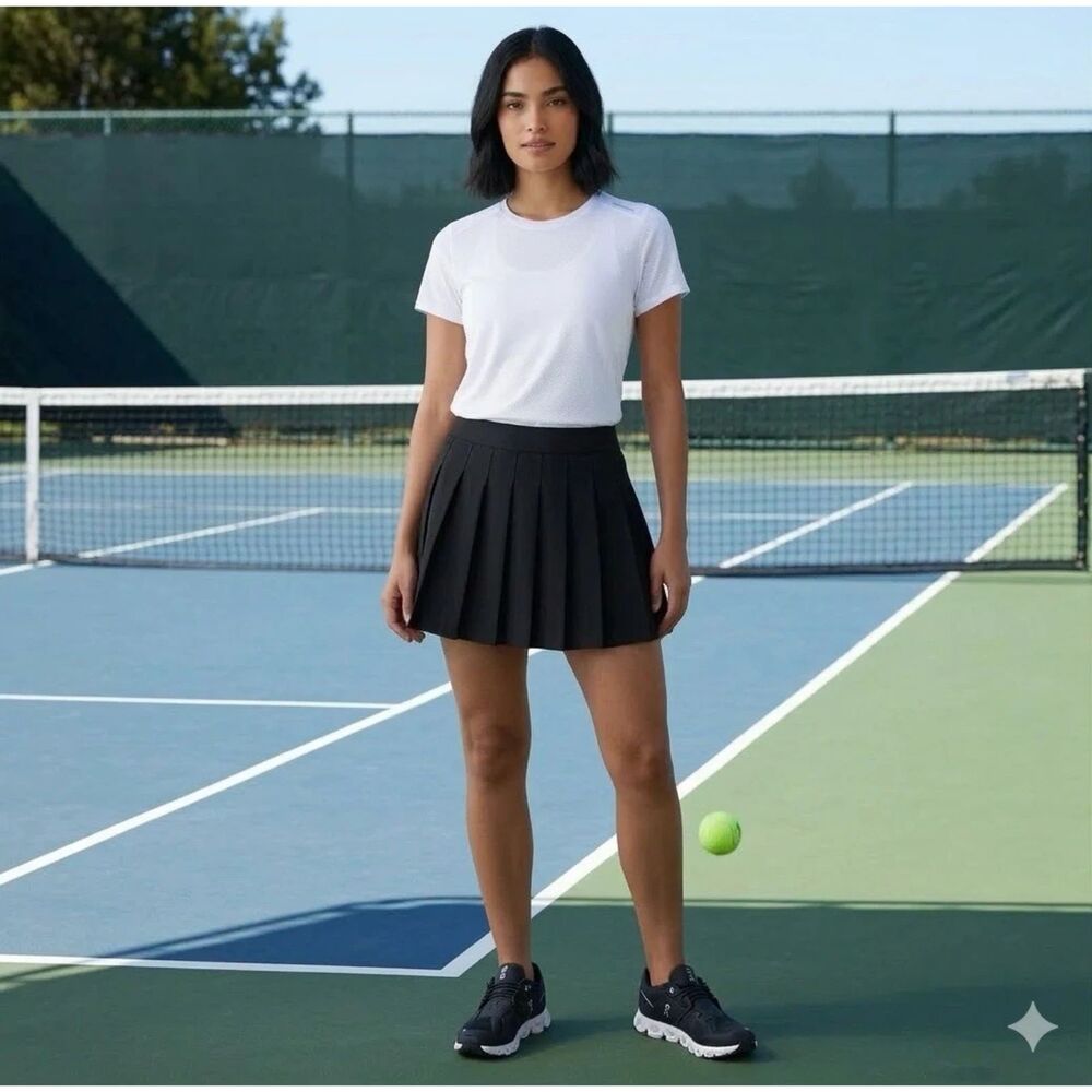 HEAD Tennis Skirt Womens 8 Pleated Black Golf Made In USA Preppy Vintage *Read